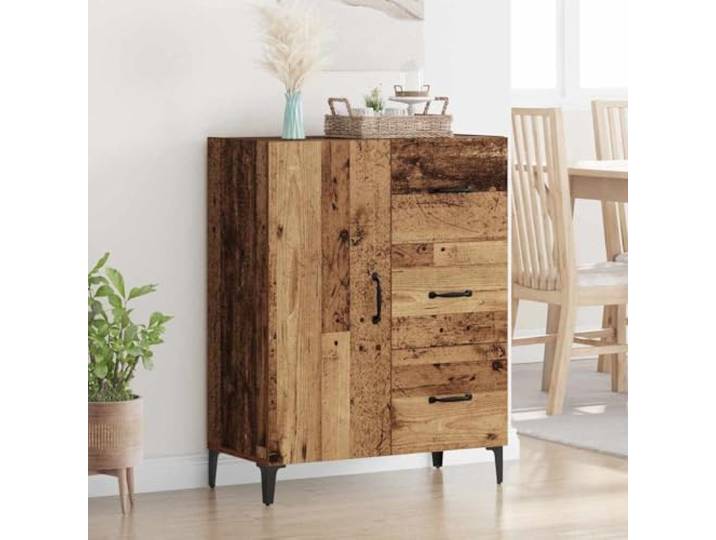 HEFZGDB Klassisches Sideboard aus Holzwerkstoff in Braun Altholz-Optik: Stilvolles Sideboard für die Inneneinrichtung mit 1 Tür und 3 Schubladen, großer Stauraumkapazität