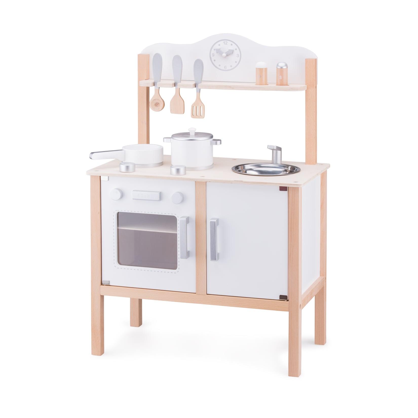 New Classic Toys Küchenzeile Kinderküche aus Holz Modern Weiß Holzküche Holzspielzeug