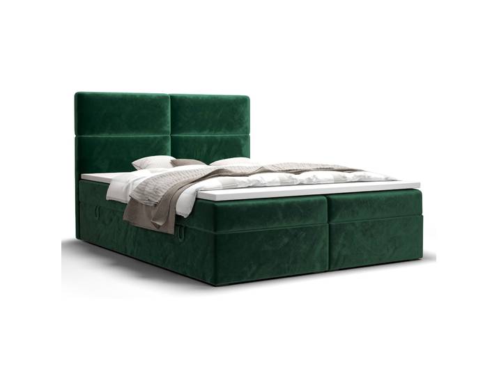 Doppelbett, Grün, 160x200 cm, Holzwerkstoff, Mit Stauraum, Elegant