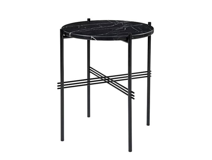 GUBI Table TS pieds noirs Ø40 cm marbre noir