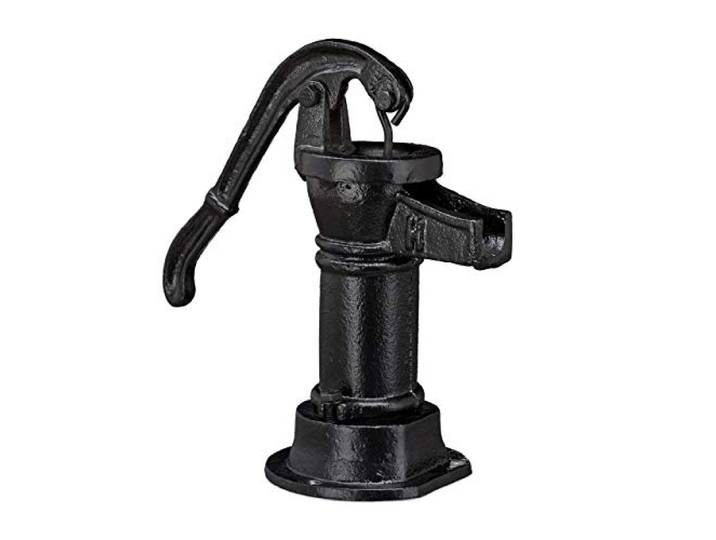 Relaxdays Pompe à Bras déco\, Beau Design Antique\, résistant aux intempéries\, Accessoire décoration Jardin\, Fonte\, Noir