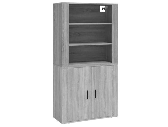 HGFDVCMR Highboard 2-TLG Set Grau Sonoma Holzwerkstoff 80x33x150 cm Flexibler Mehrzweckschrank für Wohnzimmer und Schlafzimmer mit viel Stauraum durch cleveres 2-teiliges Design.