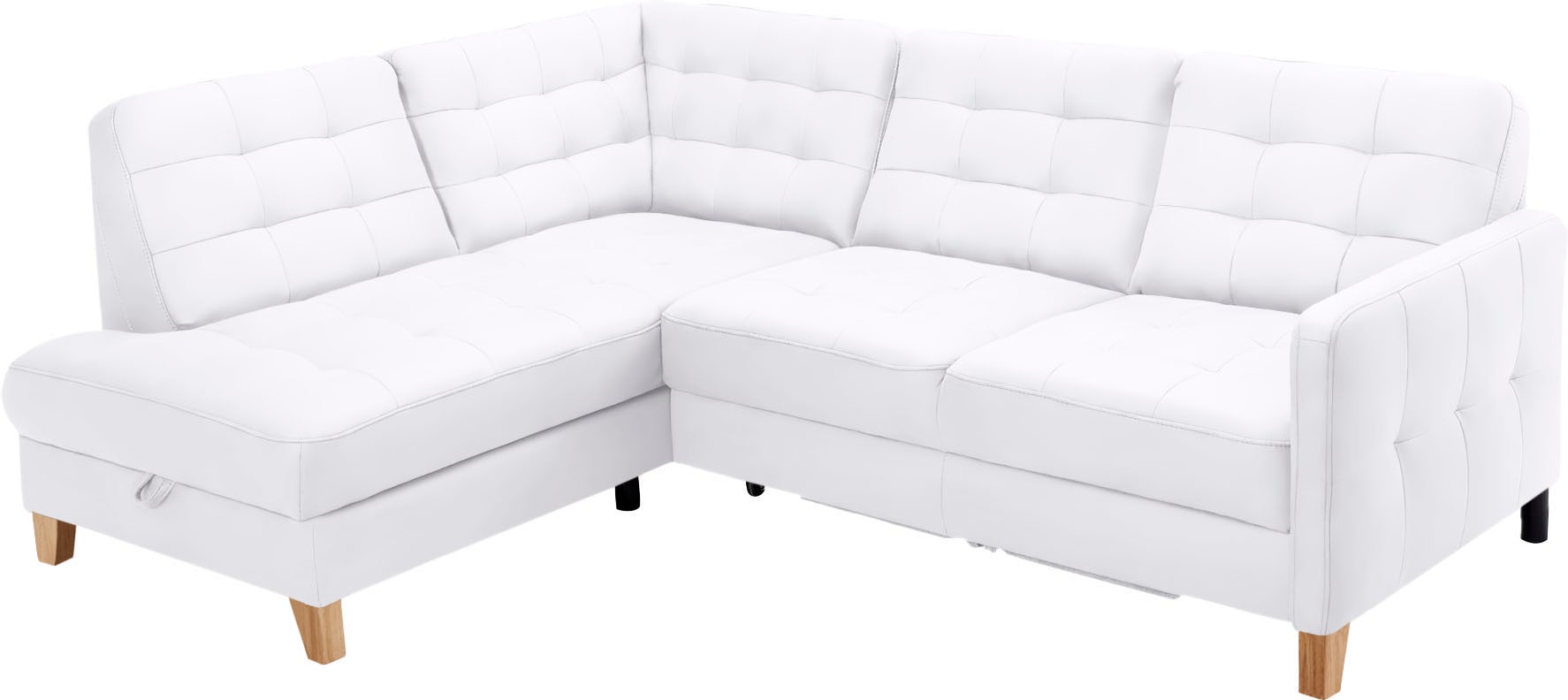 Ecksofa EXXPO - SOFA FASHION "Elio, kompakt & bequem, zeitloses Design, Breite 228cm, L-Form", weiss (alpine weiß), B:228cm H:84cm T:174cm, Sofas, Ecksofa, wahlweise mit Bettfunktion und Bettkasten alpine weiß B/H/T: 228cm x 84cm x 174cm, NaturLEDER®, Ott