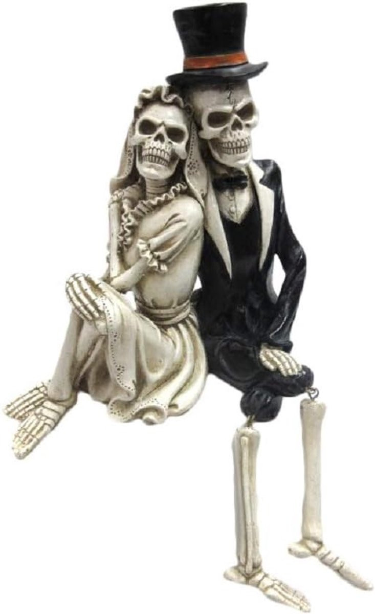 Skelet Bruidspaar Figuur voor Bruiloft of Halloween Decoratie, Hoogte: 20 cm