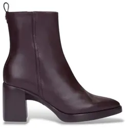 Wonders für Damen. L-1601 Granatrote Lederstiefeletten L-1601 (39), Braun, 5 bis 8 cm, Reißverschluss, Klassisch