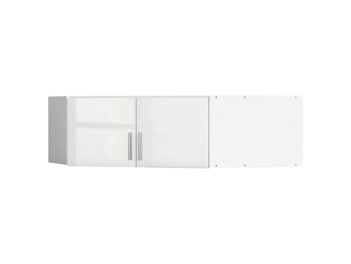 Eckschrankaufsatz 117 x 39 x 117cm Weiß/Alpinweiß/Hochglanz Weiß Spanplatte, bedruckt & lackiert