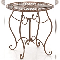 Décoshop26 - Runder Gartentisch im rustikalen Stil aus gealtertem braunem Schmiedeeisen 10_0003043
