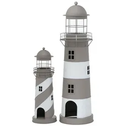 Boltze Leuchtturm Laterne Amrum 2er Set, H 48-75 cm x  ∅ 15,5-22 cm