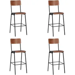 vidaXL Barhocker 4 Stk. Massives Sperrholz Stahl