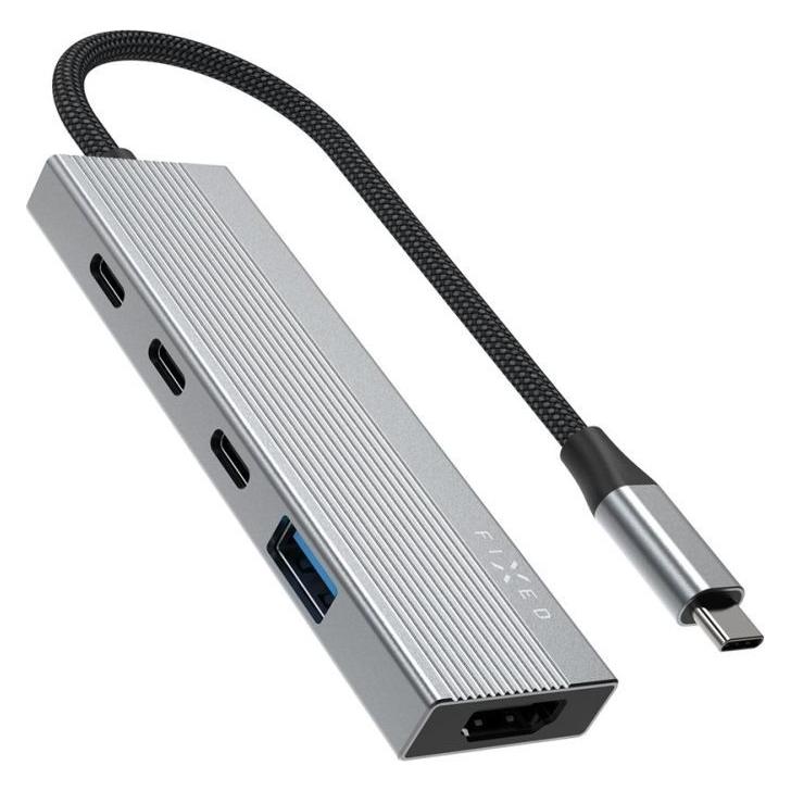 Fixed HUB Core vesmírně šedá / USB-C hub / 5v1 / HDMI 4K60Hz / USB-C PD 100W / hliníkové tělo (USB-C, 5 Ports) (FIXHU-CR-GR)