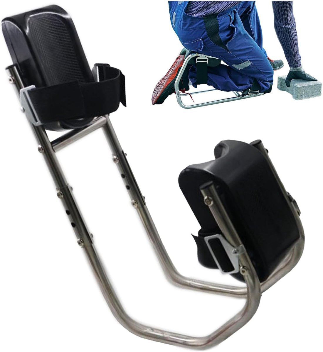 Comfortabele Kniekruk voor Tuinieren en Klussen met Afneembaar Kussen - Grijs - B/D/H: 45 x 25 x 15 cm