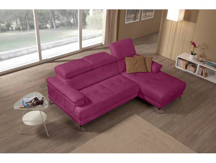 Ecksofa EGOITALIANO Soul, Design und Sitzkomfort auf hohem Niveau, tolle Details, L-Form , pink (fuchsia), B:250cm H:99cm T:166cm, Sofas, Ecksofa, mit Recamiere, inkl. Kopfteilverstellung