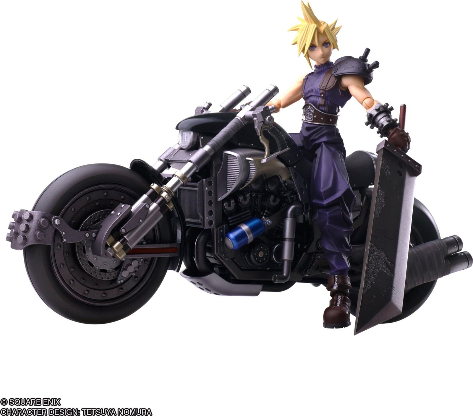 SquareEnix Final Fantasy VII Bring Arts Cloud Strife & Hardy-Daytona actiefiguur en voertuig, 15 cm