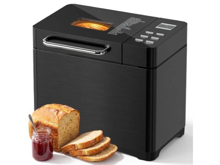 JUMMICO 19 Programmen Brotbackautomat mit Zutatenfach, 3 Brotgrößen & 3 Bräunungsstufen, 15 Std. Timer & 60 Min. Warmhalten, Vollautomatische Brotbackmaschine, 1000g Kapazität, Edelstahl backautomat