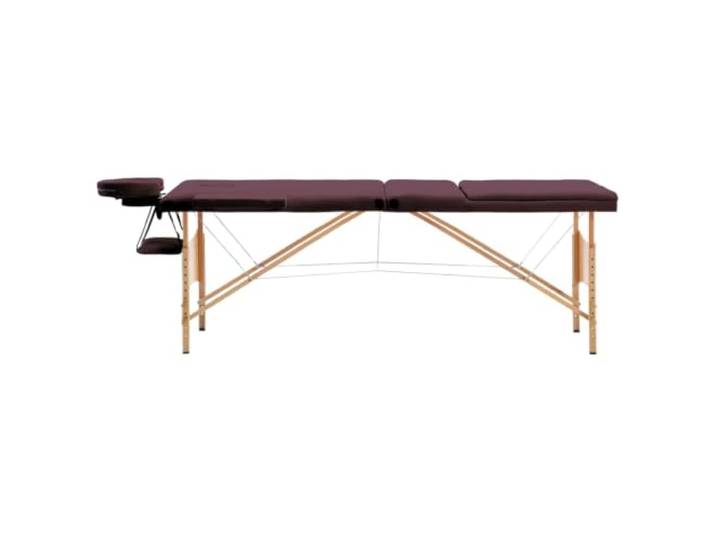 Faltbarer Massagetisch, 3-Zone, Holz, Weinviolett Holzrahmen, verstellbare Kopfstütze, verstellbare Armlehnen, Schaumstoffmatratze, Tasche inklusive