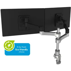 R-Go Tools R-Go Zepher 4 C2, nachhaltiger Doppel Monitor Arm, Tischhalterung, Justierbar, 8 kg Tragkraft, geringer CO2 Fußabdruck