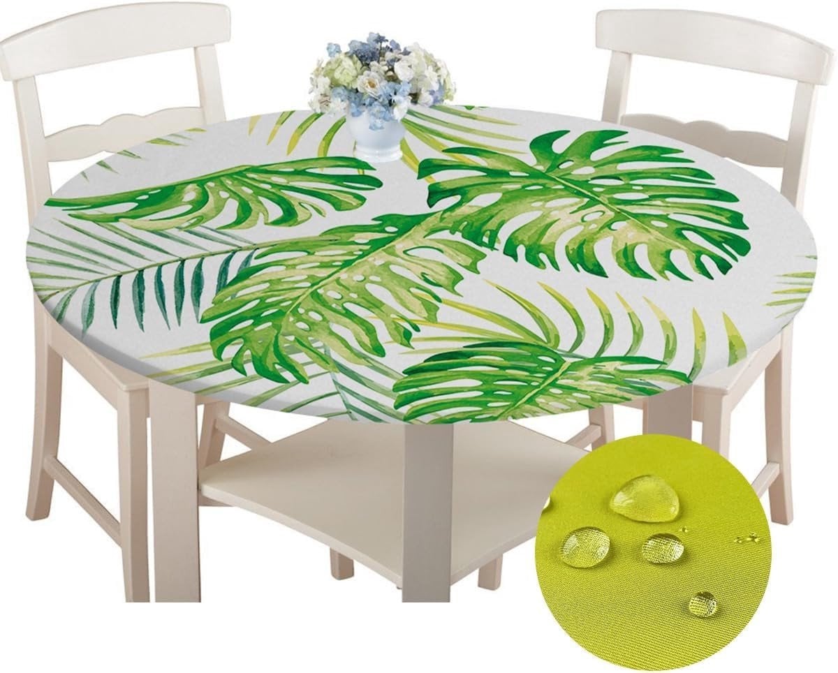 Rond 3D Tafelkleed Monstera - Waterdicht en Afwasbaar Polyester - Diameter: 90 cm