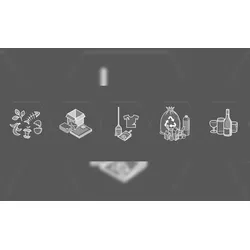 PROREGAL Aufkleber-Set für Abfallarten mit 5 Motiven, Druckfarbe silber, Kennzeichnung, Piktogramm, Folie mit Symbolen