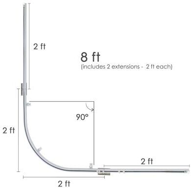 InStyleDesign 90-Degree Curved Corner Curtain Track with Hooks