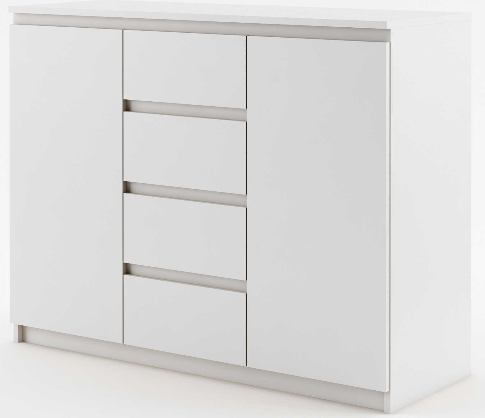 Minio Idea 4 modern dressoir met 2 deuren en 4 lades, wit