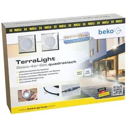 TerraLight Basis 4er-Set eckig, 60 x 60mm, Edelstahl, kaltweiß