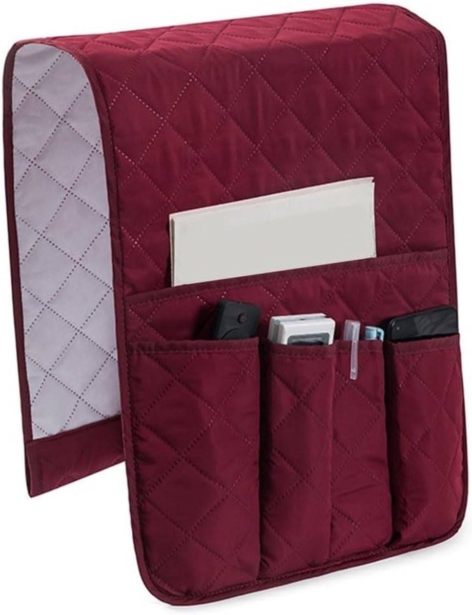 Opbergzak voor bed, sofa en stoel met hangende organizer voor afstandsbediening - Bordeaux