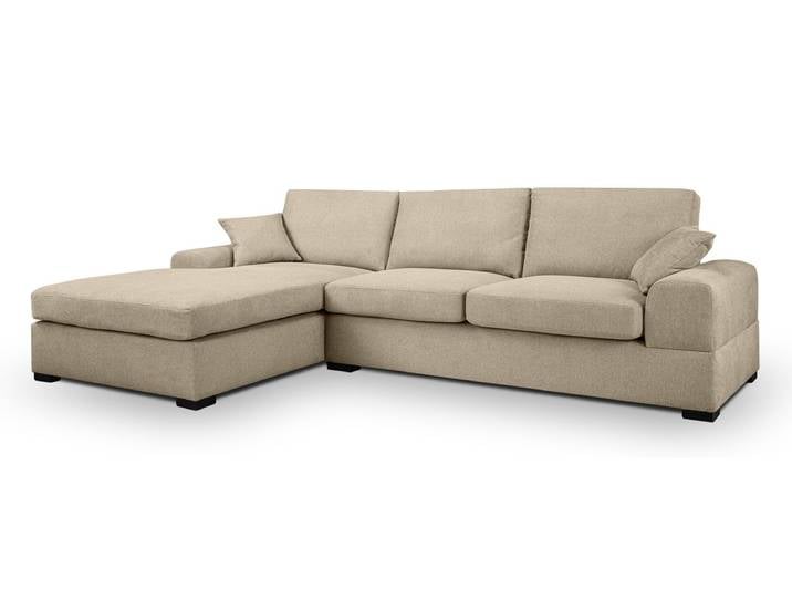 Ecksofa Veda links mit Rückenkissen , 308cm , Strukturstoff , beige