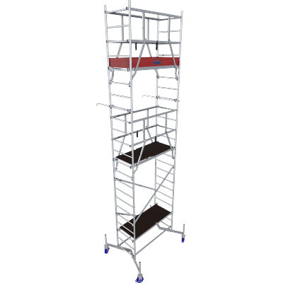 Arbeitsgerüst KRAUSE "ClimTec System", grau (aluminiumfarben), B:145cm H:600cm L:195cm, Aluminium, Gerüste, Komplettgerüst, inkl. 1 Aufstockung, 2 Aufstockung und Fahrrollensatz