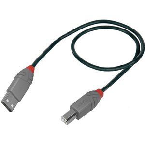 Lindy USB-Kabel 36672 Anthra Line, USB 2.0, 0,5 m, Anschlusskabel, A Stecker / B Stecker