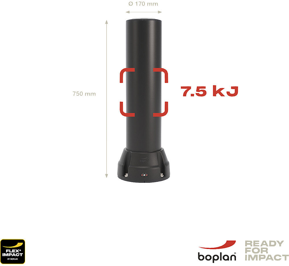 Rammschutz-Poller 170B, Höhe 750 mm, schwarz Boplan