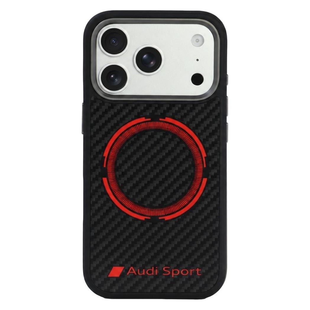 Audi Case RSQ Carbon Fiber Sport Red Circle MagSafe for iPhone 18 Pro / 17 Pro black (Apple iPhone 17 Pro, Apple iPhone 18 Pro) (AUDI000245)