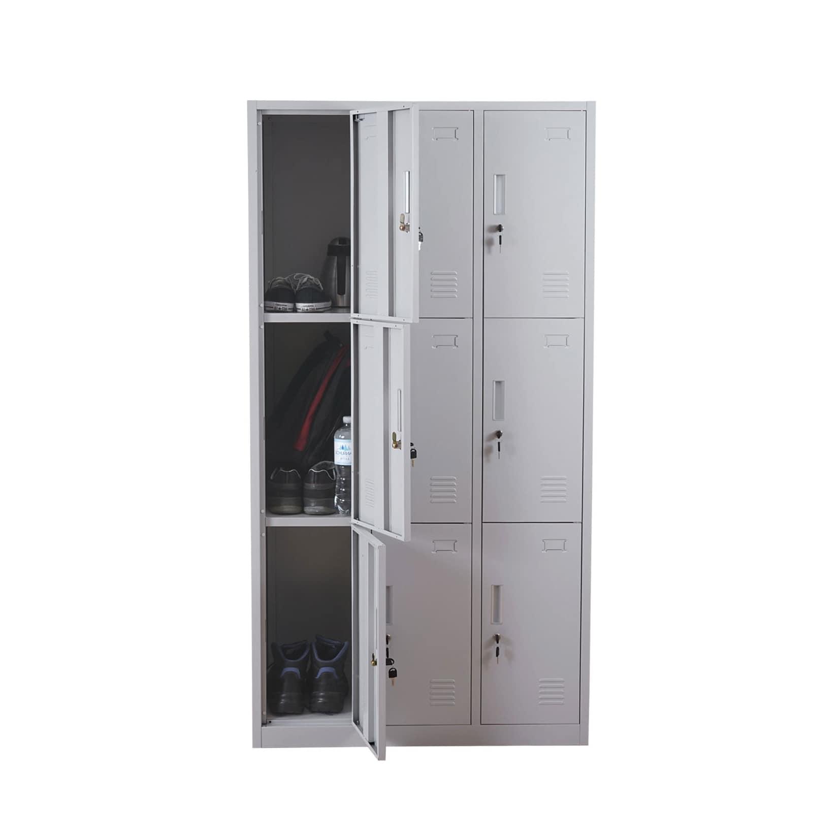 Schließfach Preston T829, Schließfachschrank Wertfachschrank Spind, Metall 9 Fächer, grau