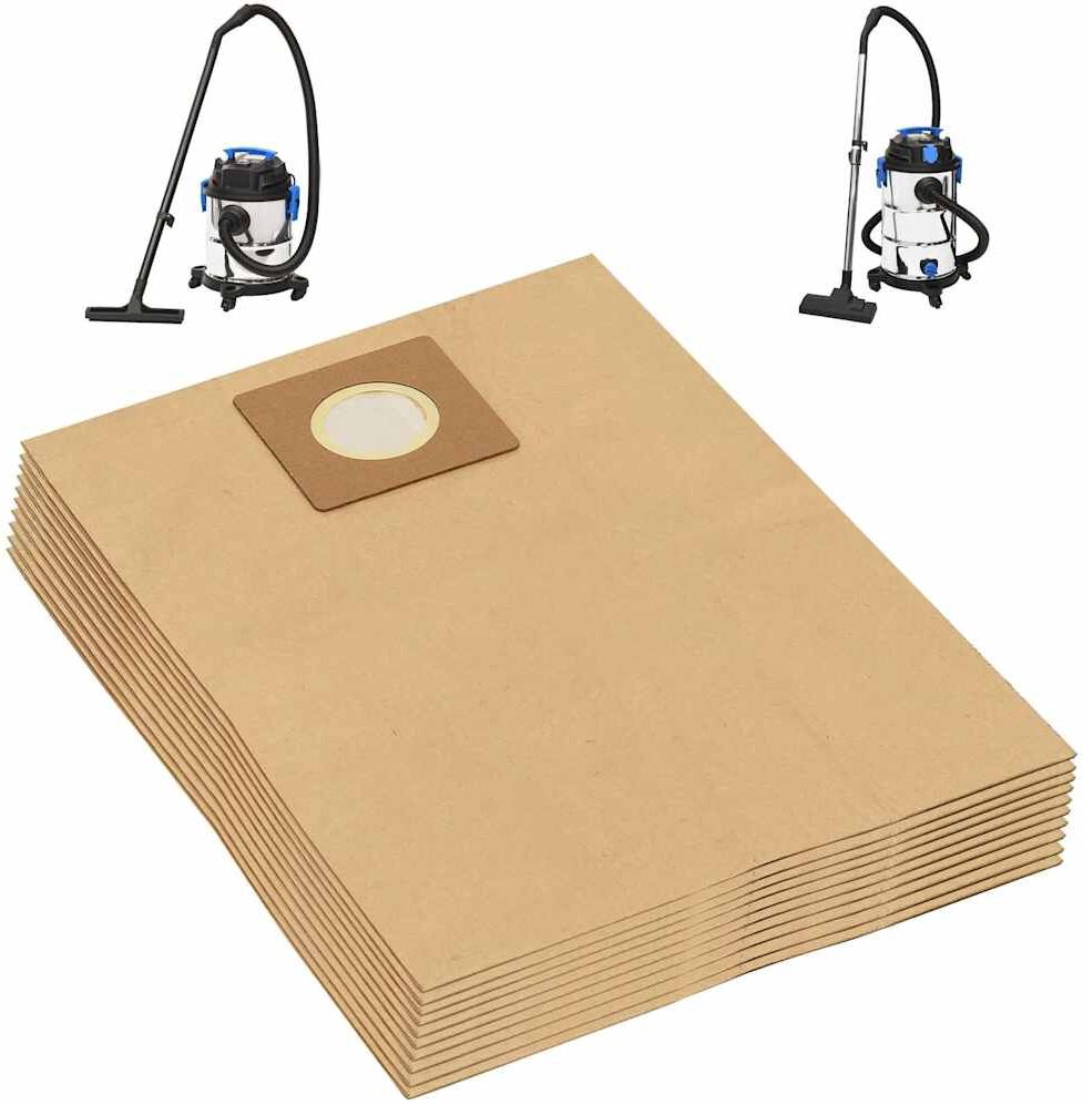 vidaXL Sacs en papier pour aspirateur sec et humide 10 pcs Marron