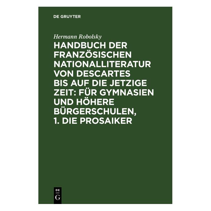 De Gruyter Robolsky:Handbuch der Französischen Nat (Französisch, Hardcover, Hermann Robolsky) (67774173)