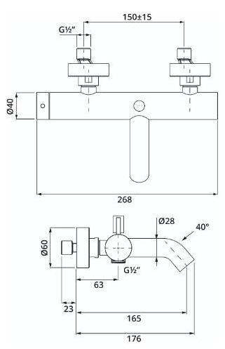 Herzbach DEEP iX Wannenbatterie Aufputz Edelstahl