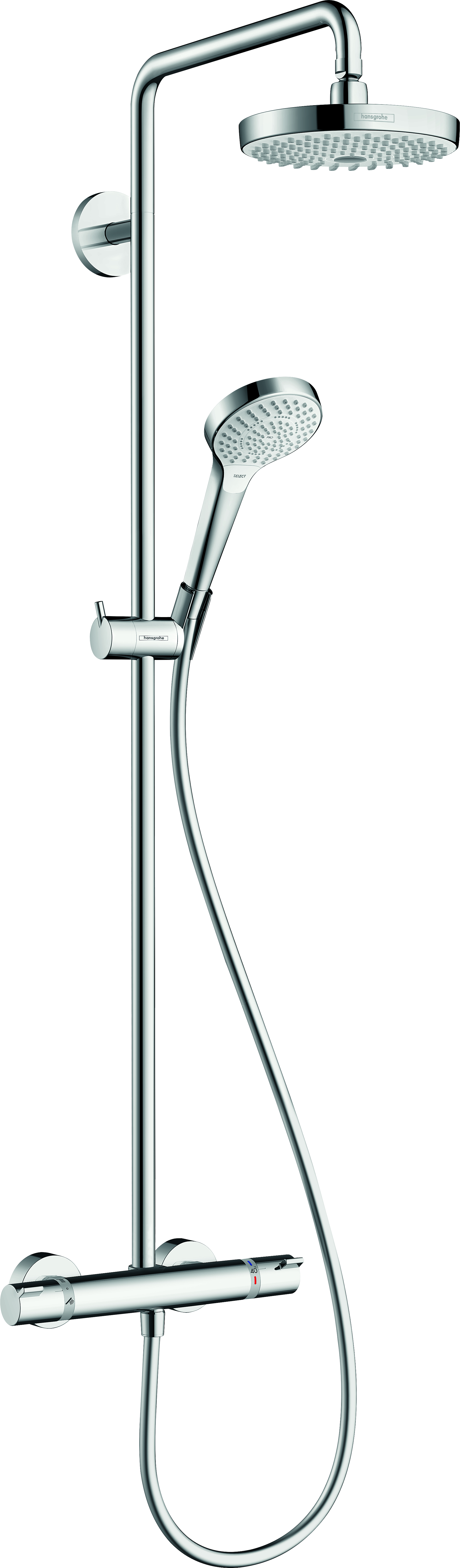 Hansgrohe Croma Select S 180 2jet 27254400 tube de douche, blanc chromé , EcoSmart 9 litres