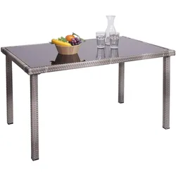 Poly-Rattan Tisch MCW-G19, Gartentisch Balkontisch, 120x75cm ~ grau-braun