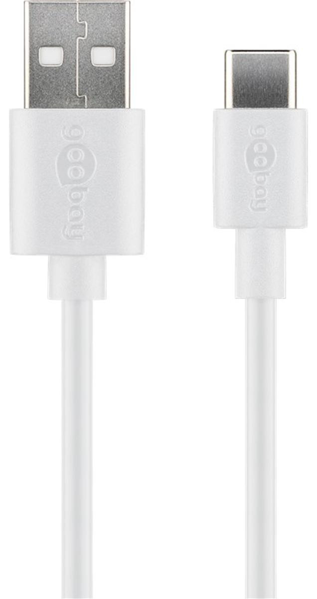 Goobay USB-C oplaad- en synchronisatiekabel, wit, 0,1 meter