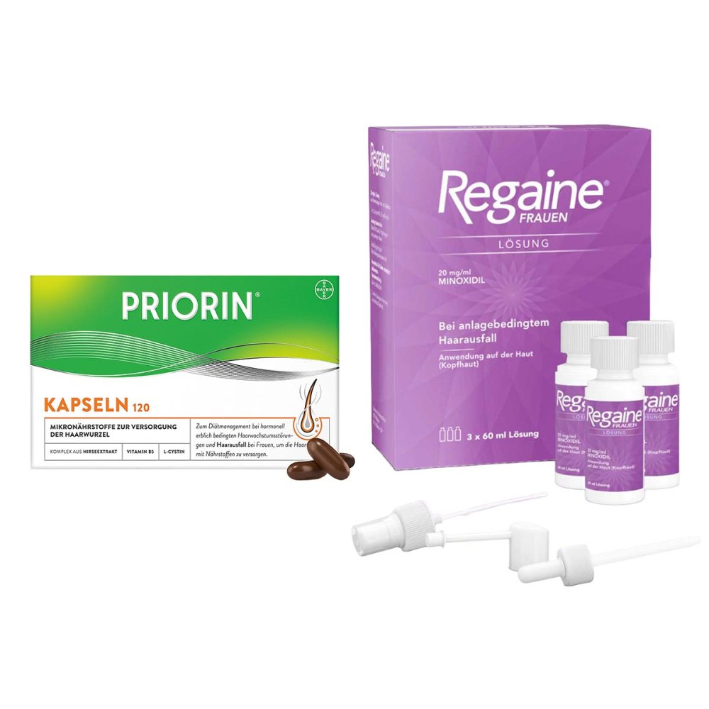 Priorin Kapseln bei Haarausfall + Regaine Frauen Lösung mit 2% M 08100576