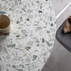 Runder Tisch Premium-Terrazzo und Metall 90 Elio grün
