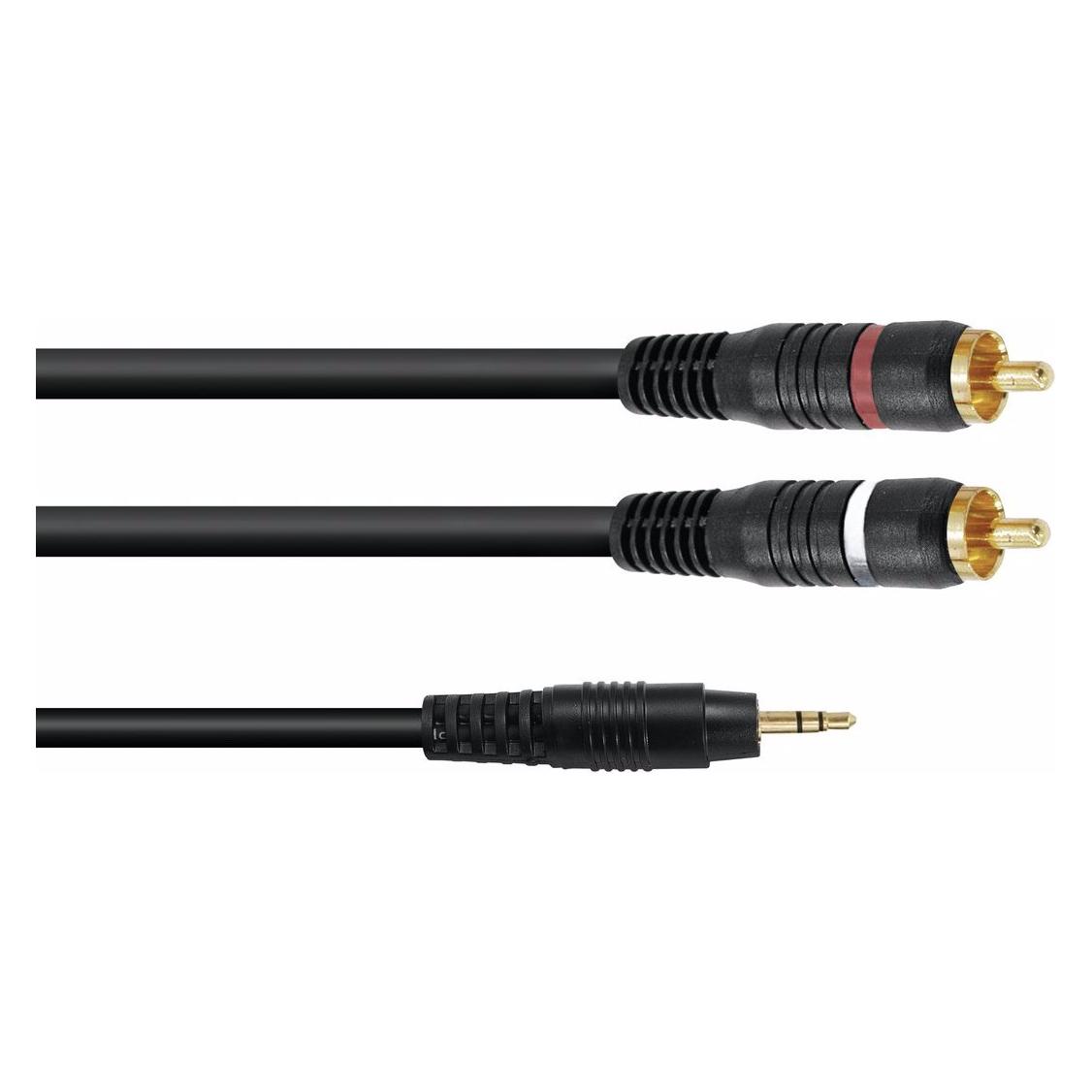 Omnitronic Adapterkabel 3,5 Klinke/2xCinch 3m sw (3 m, Cinch Kabel) (30225149)