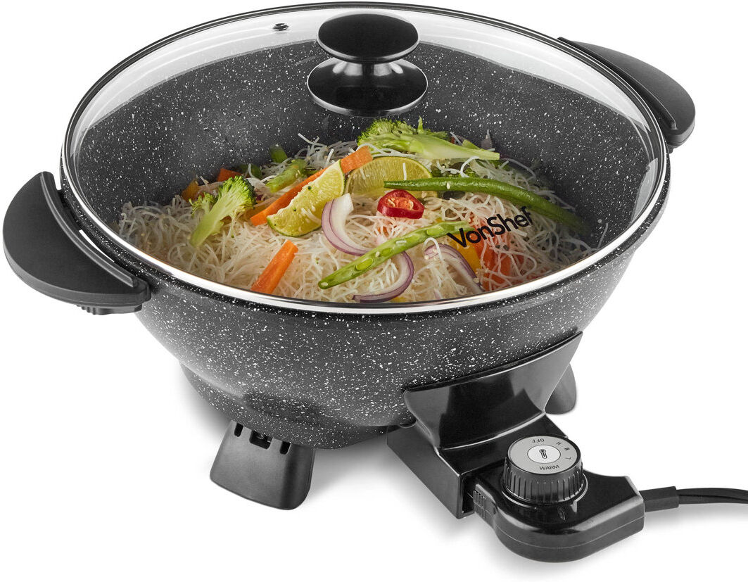 VonShef Non Stick Electric Wok with Lid
