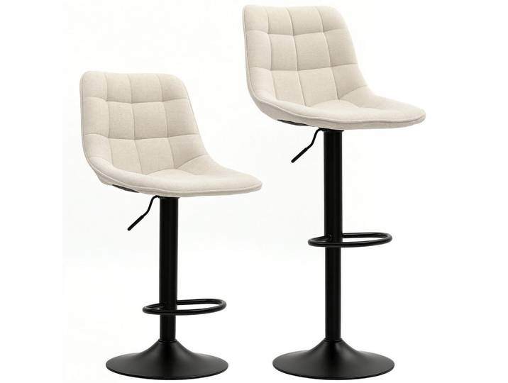 Jamb Barhocker Whitney Beige 2er-Set höhenverstellbar 47/48 cm, Metall, Textil, 48x93.5x47 cm, Esszimmer, Barmöbel, Barhocker