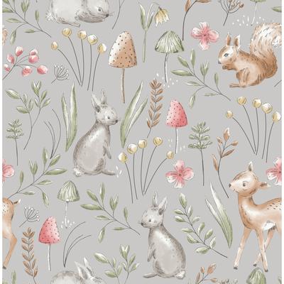 Advantage Forest Animals Grey Whimsical Wallpaper