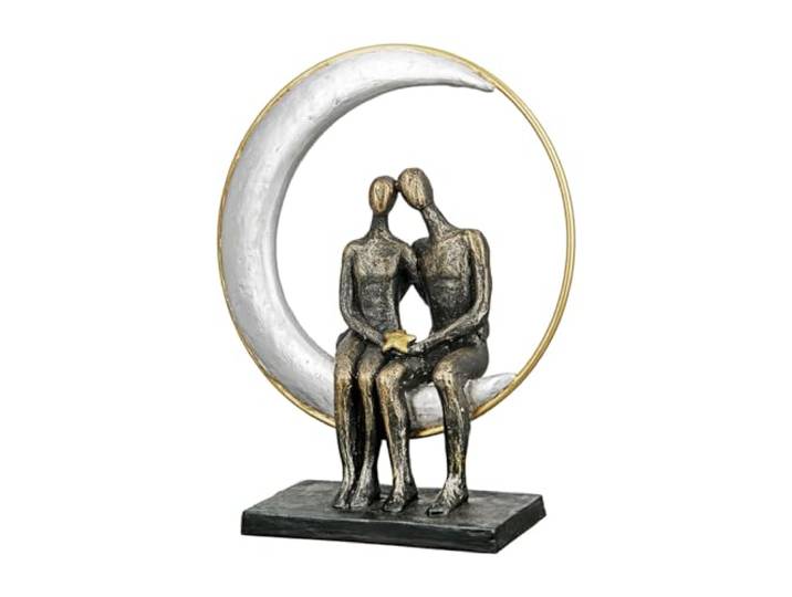 Casablanca Skulptur Moonlight, Deko Figur Bronze, Kunstharz Statue Wohnzimmer, Büro Dekoration H. 29 cm x B. 24 cm - Moderne Skulpturen Couple, Liebe, Hochzeit, Valentinstag