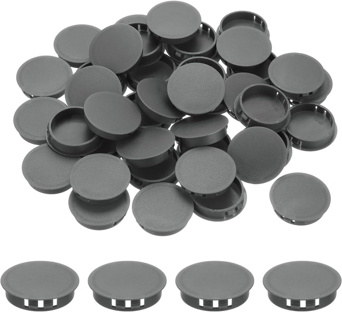 Gatpluggen Kunststof Rond - Afdekkapjes Meubels - Donkergrijs - 38 mm - 64 stuks