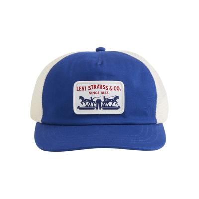 Trucker Cap LEVI'S "PRESIDIO TRUCKER", Herren, blau (true blau), Web, Baumwolle, unifarben, Caps, mit Logo Stickerei