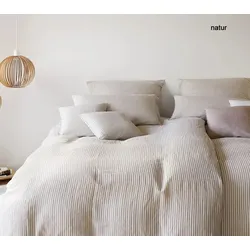 Elegante Bettwäsche Cozy Halbleinen - 155x220 cm + 40x80 cm	natur