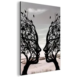 METALLBILD Strand - Meer - Menschen - Baum - Moderne Kunst 30x40 cm