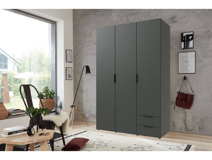 Drehtürenschrank Modena 120cm Schwarz/Graphit